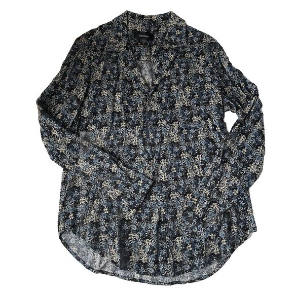 Karen Kane Floral Print Long Sleeve Blouse Pullover V Neck Shirt Small NWT - Picture 1 of 13
